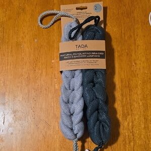 Tada Natural Exfoliating Braided Bath & Shower Loofahs - Gray and Black